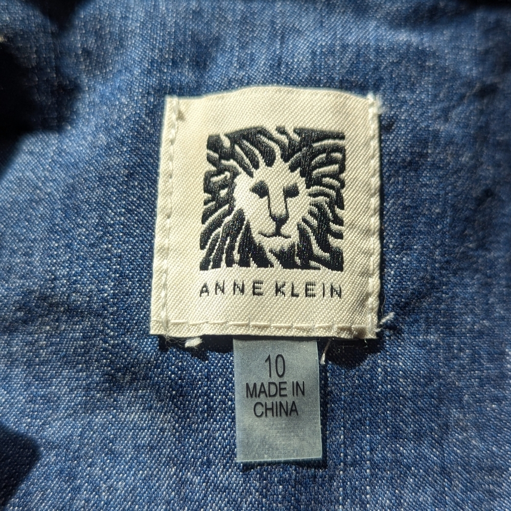 Anne Klein 10 Large Blue Denim Dress Blue Jean Knee Length - Picture 3 of 10